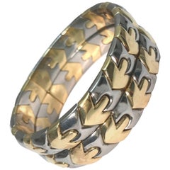 Bulgari 18 Karat Two-Tone Cuff Bangle Bracelet