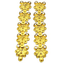 Georgios Collections 18 Karat Yellow Gold Diamond Byzantine Earrings