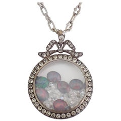 Edwardian Silver Paste Shaker Locket Pendant Necklace