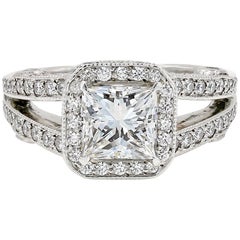 GIA Certified 1.57 Carat Princess Cut Diamond Engagement Ring