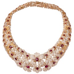 Carrera y Carrera Imperial Seda Collection Orquideas 18K Diamond Ruby Necklace