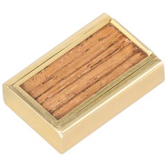 Retro Gubelin Wood and Gold Sliding Pill Box