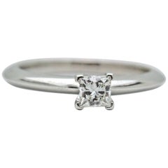 Tiffany & Co. Princess Cut Solitaire 0.24 Carat Diamond and Platinum Ring