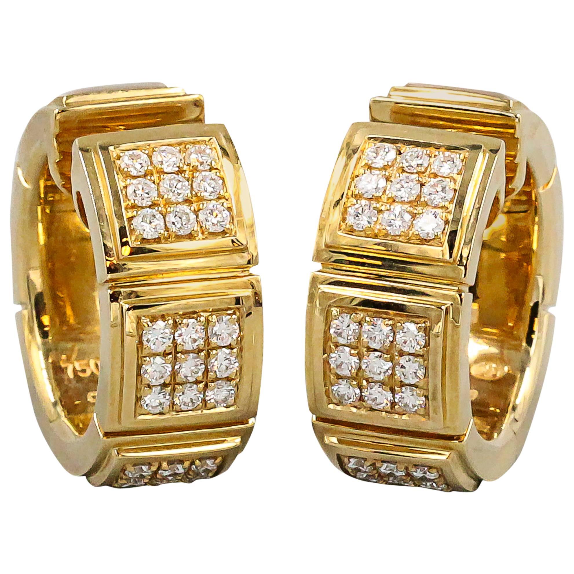 Mauboussin Diamond, Mother-of-Pearl and Yellow Gold Earrings