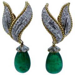 David Webb, Green Emerald and Diamond 'Day/Night' Clip-On Earrings