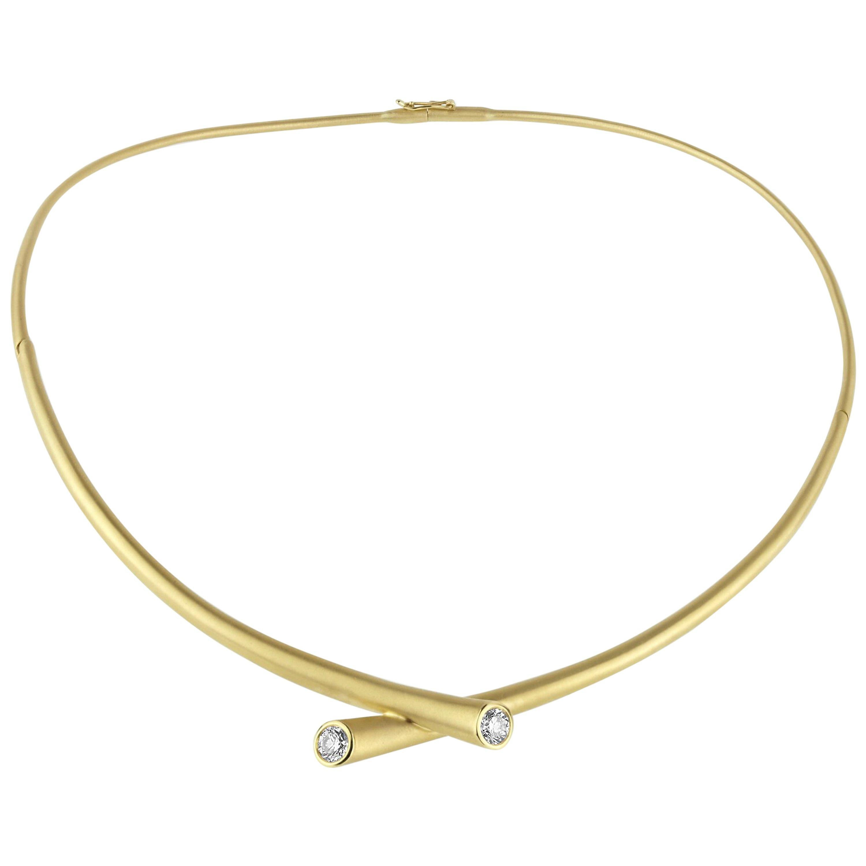 Carelle 18K YG and 0.88 Carat Diamond Whirl Collar Necklace For Sale