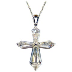 Modern Style GIA Certified Diamond Platinum Cross