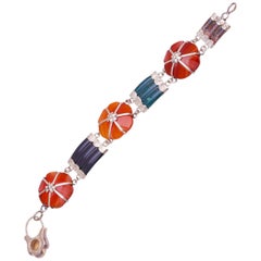 1860s Scottish Agate and Silver Bracelet
