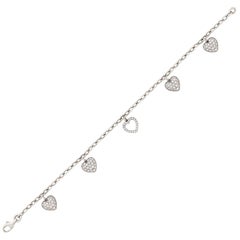 Five Heart Charms Platinum and Diamond Charm Bracelet, Tiffany & Co.