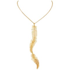 2.90 Carat Diamond and Pink Gold Feather Necklace