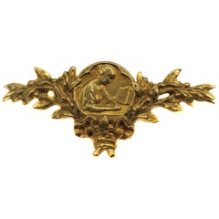 Art Nouveau French 18 Karat Yellow Gold Brooch, Lenoir