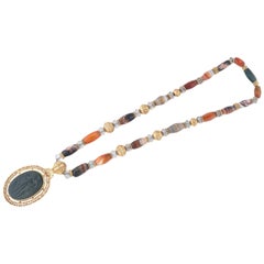 Gold Agate Rock Crystal and Bloodstone Necklace by A. Codognato