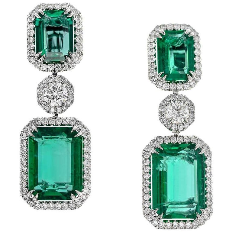 Grs Certified Natural Emerald Earrings 22 14 Carat For At 1stdibs Grs Certified Natural Emerald Earrings 22 14 Carat For