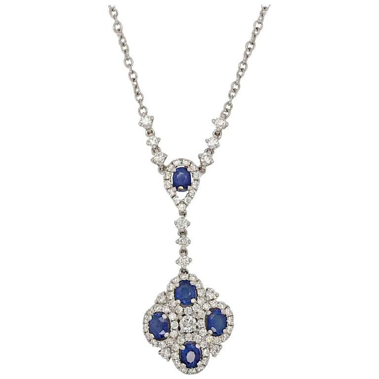 Sapphire and Diamond Necklace For Sale