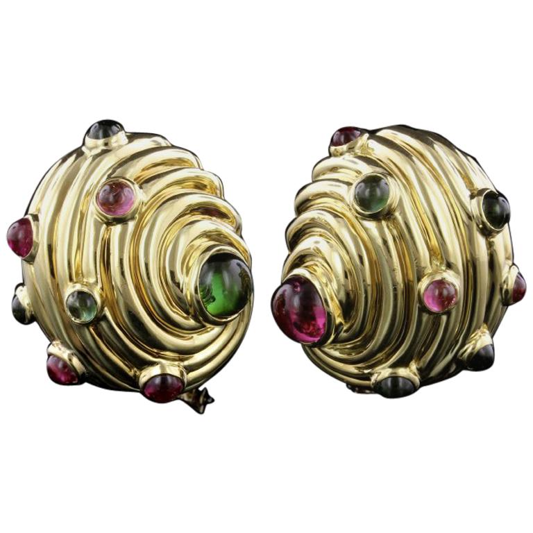 Judith Leiber 18 Karat Yellow Gold Tourmaline S Earrings For Judith Leiber 18 Karat Yellow Gold Tourmaline S Earrings For