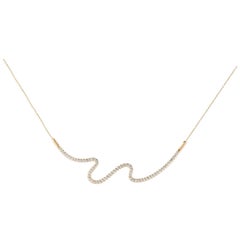 Carelle 18 Karat Yellow Gold .95 Carat Diamond Brushstroke Everyday Bar Necklace