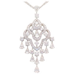 6.35 Carat Double Strand 18 Karat White Gold Diamond Chandelier Necklace