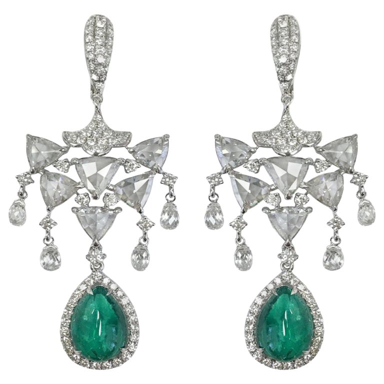 Stephanie Kantis 30.05 Carat Emerald Diamond Earrings For Sale