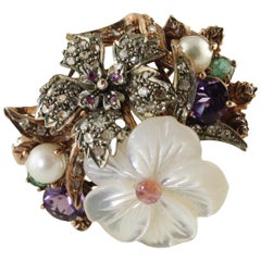 Diamonds Rubies Emeralds Amethysts Pearls Mother-of-Pearl Silver Rose Gold Ring