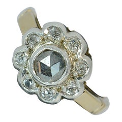 Victorian Rose and Old Cut Diamond 18 Carat Gold Cluster Ring