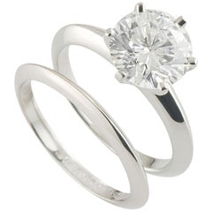 Tiffany & Co. Platinum Diamond Ring 2.04 Carat E/VVS2 with Matching Band Ring