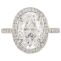 GIA Certified Boodles 3.02 Carat D/VS2 Oval Cut Diamond Platinum Ring