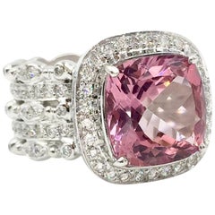 Doris Panos Pink Tourmaline and Diamond 18 Karat White Gold Cocktail Ring