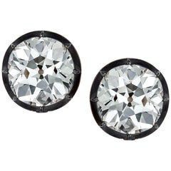 Important 24.66 Carat Old European Diamond Gold Silver Stud Earrings