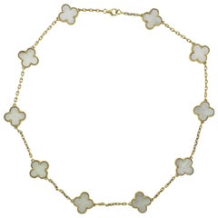 Van Cleef & Arpels Vintage Alhambra Mother of Pearl Ten Motif Necklace