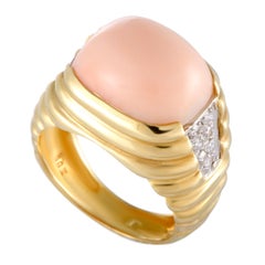 Van Cleef & Arpels Vintage Yellow and White Gold Diamond and Coral Ring