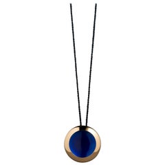 Anish Kapoor 22 Karat Gold and Blue Enamel Large Pendant, "Water Form I", 2013