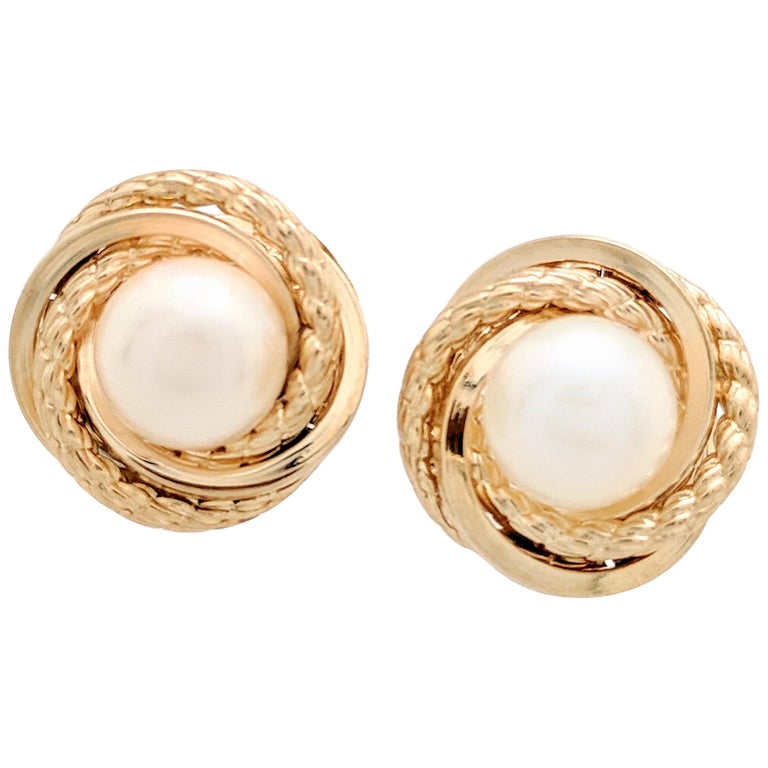 14 Karat Yellow Gold 6mm Freshwater Pearl Stud Earrings For At 14 Karat Yellow Gold 6mm Freshwater Pearl Stud Earrings For