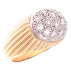 1960s Diamond Gold Platinum Dome Ring