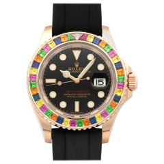 Rolex Rose Gold Rainbow Sapphire Bezel Yacht-Master Wristwatch Ref 116695
