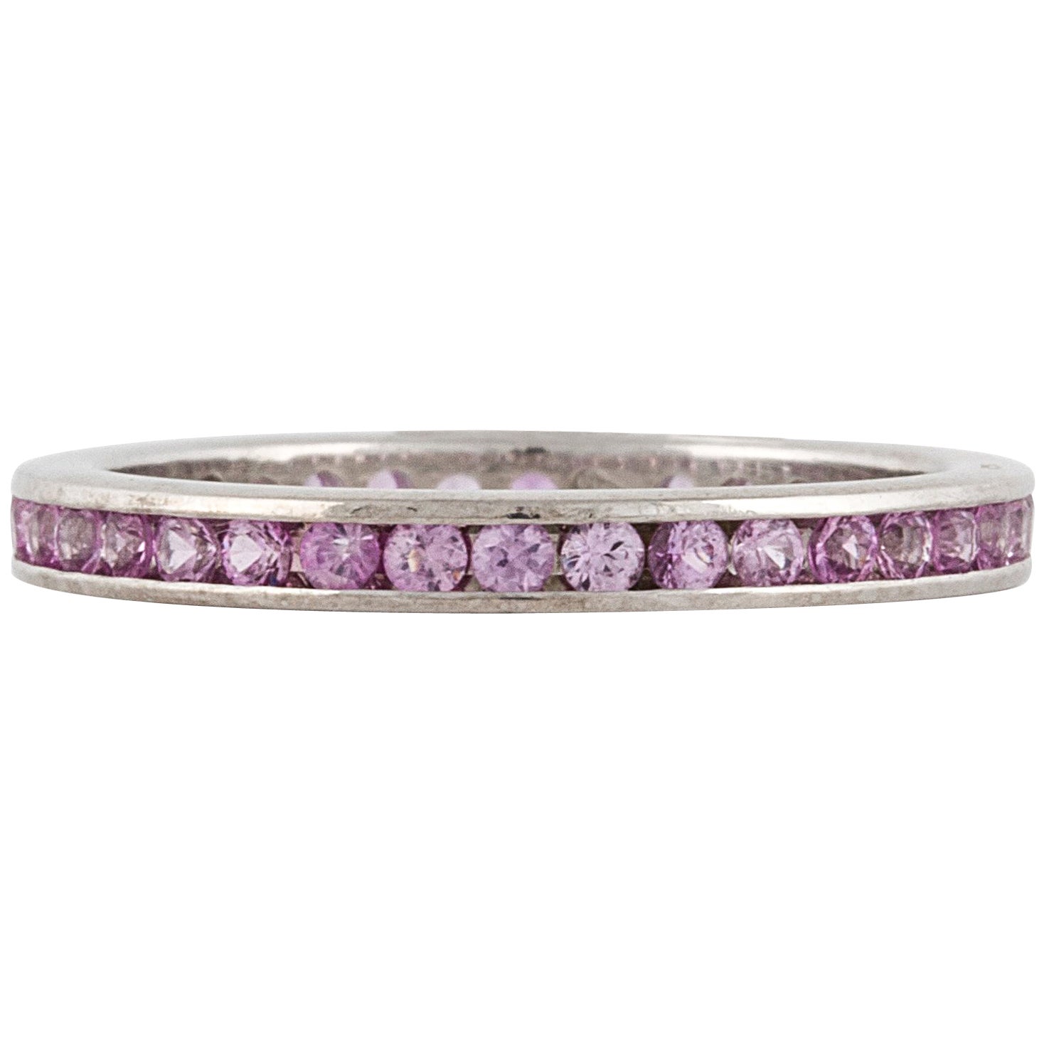 Pink Sapphire Platinum Band Ring For Sale at 1stDibs