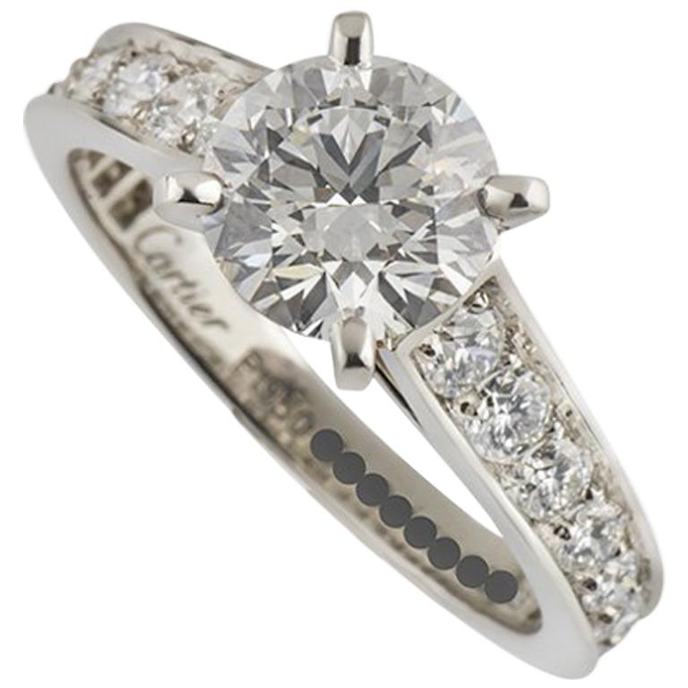 Cartier Diamond Platinum Engagement Ring 1.52 Carat GIA Certified