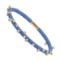 18 Karat Rose Gold Diamonds and Light Blue Aluminium Bracelet