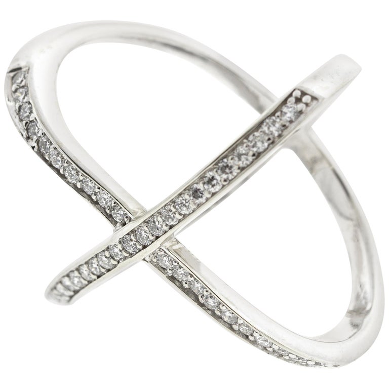 CrissCross Diamond Band Ring For Sale at 1stdibs