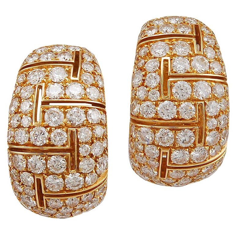 Bulgari Diamond Gold Earrings For Sale