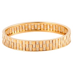 Van Cleef & Arpels Yellow Gold Three-Row Square Pattern Bangle Bracelet