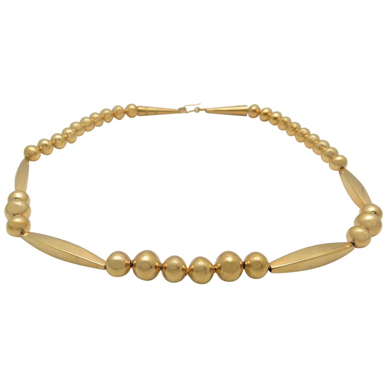 Masha Archer Gold and Black Large Bead Necklace For Sale at 1stdibs
