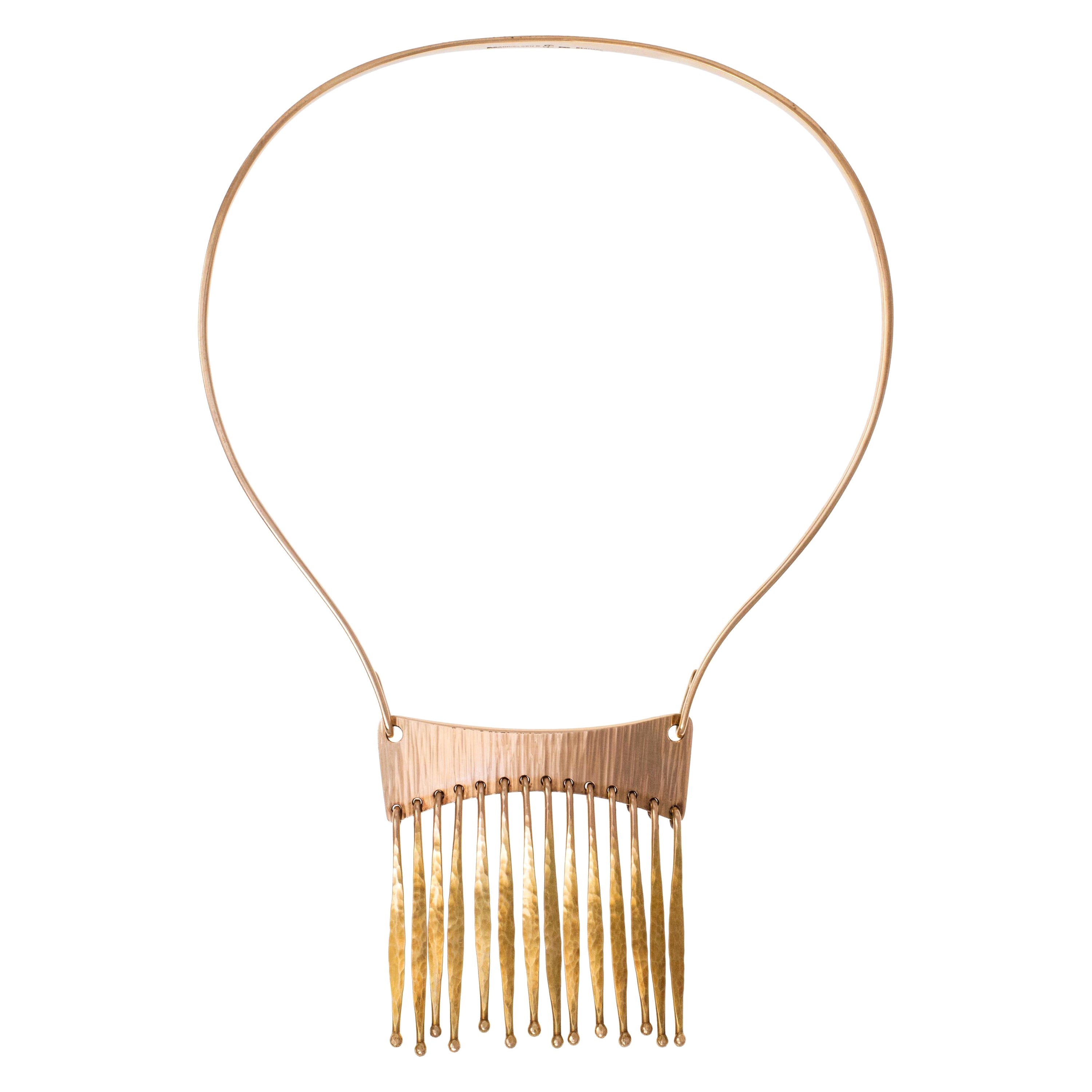 Bent Gabrielsen Danish Modern Yellow Gold Articulated Fringe Necklace circa 1970 For Sale