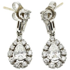 1950s 14 Karat Gold 24 Carat Citrine Diamond Drop Pendant Earrings 1 58 Carats Diamond 14 Karat White Gold Drop Earrings