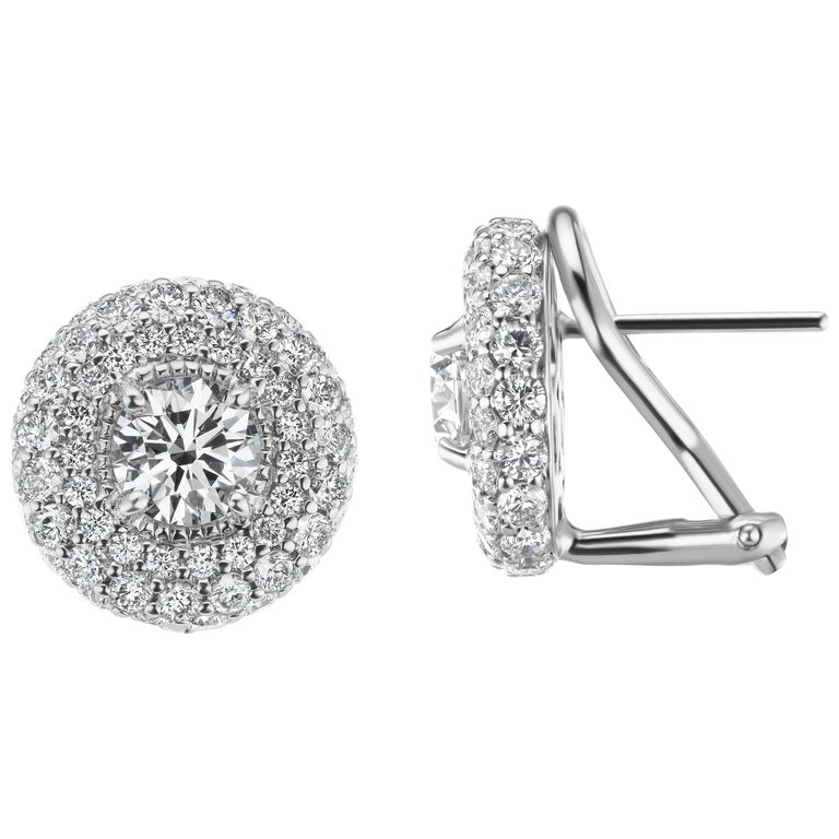 3 10 Carat Total Weight Round Halo Diamond Earrings In 18 Karat 3 10 Carat Total Weight Round Halo Diamond Earrings In 18 Karat White Gold For