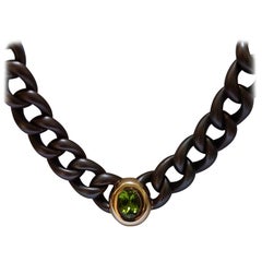 Isabelle Fa Peridot Diamond Rose Gold Bronze Necklace