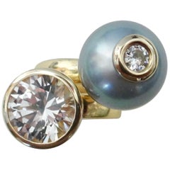 Black Pearl Cluster Rings