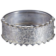 Antique Victorian Engraved Bangle Sterling Silver, circa 1900