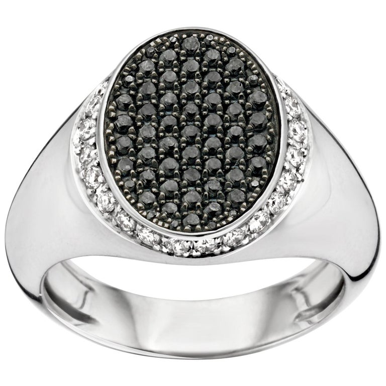 Black Diamond Ring with Cross Moon Star and Heart For Sale at 1stdibs
