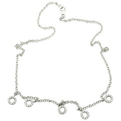 Diamond Circle Necklace 14 Karat White Gold