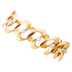 1950er Jahre Vintage Französisches Armband aus Gelbgold mit 1,20 Karat Diamant